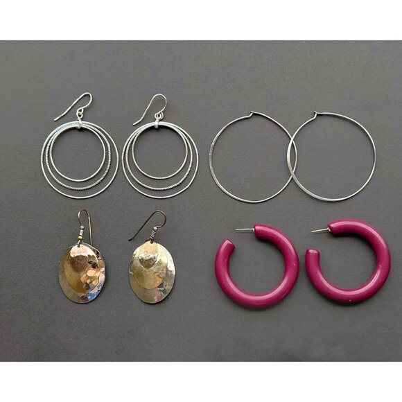 Earrings Set Of 4 - Assorted Hoop, Stud & Dangle Earrings - Picture 1 of 7